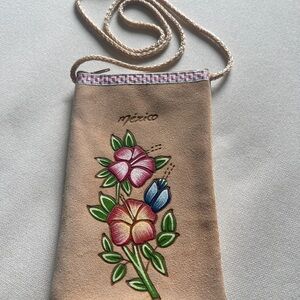 Floral Embroidered Beige Crossbody Bag